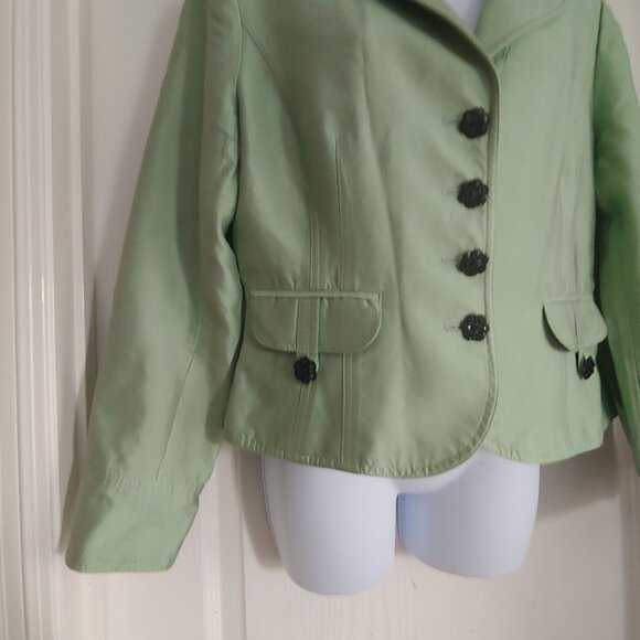 Kay Unger Mint Green 4 Button Blazer Jacket Pockets Silk Blend 16 - Picture 5 of 12